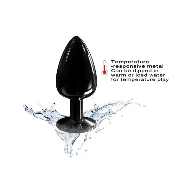 Dorcel - Diamond Plug Size L. Metalowa wtyczka analna z czarnym diamencikiem, ponad 4 cm średnicy