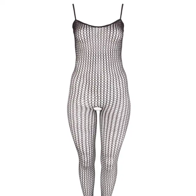 No:Xqse -  Catsuit Bodystocking S/L. Zmysłowy bodystocking z oryginalną siateczką i otwartym kroczem 