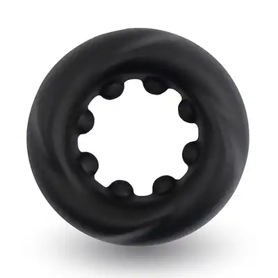 Velv'Or - Rooster Cain Bulky Cock Ring With Pressure Bumps - czarny ring na penisa ze stymulującymi wypustkami.