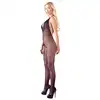 No:Xqse - Catsuit Net Bodystocking S/L. Kobiecy bodystocking z koronkowym dekoltem i otwartym kroczem