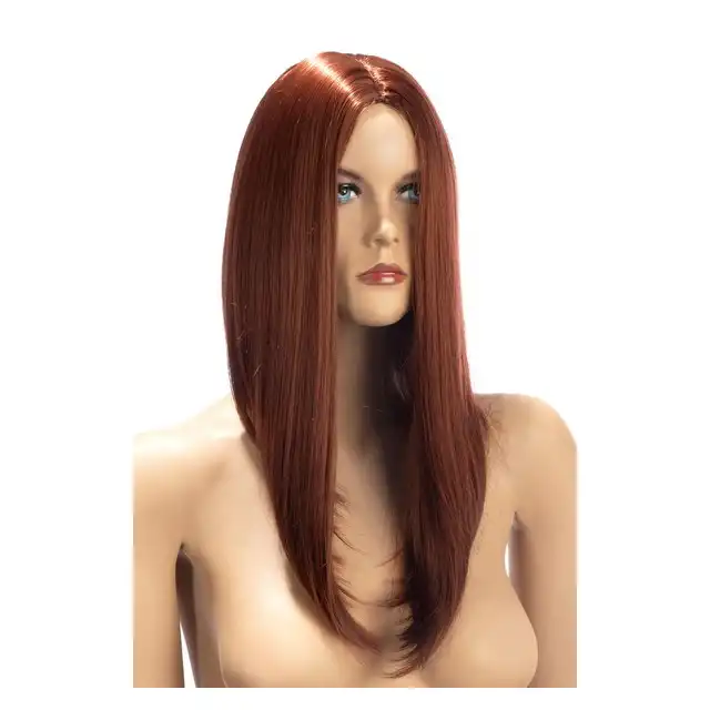 World Wigs - Nina. Asymetryczna peruka w kasztanowym odcieniu. Modne cięcie z dłuższymi pasmami przednimi