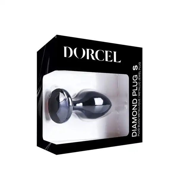 Dorcel - Diamond Plug S Black. Elegancki metalowy plug z czarnym diamencikiem. 