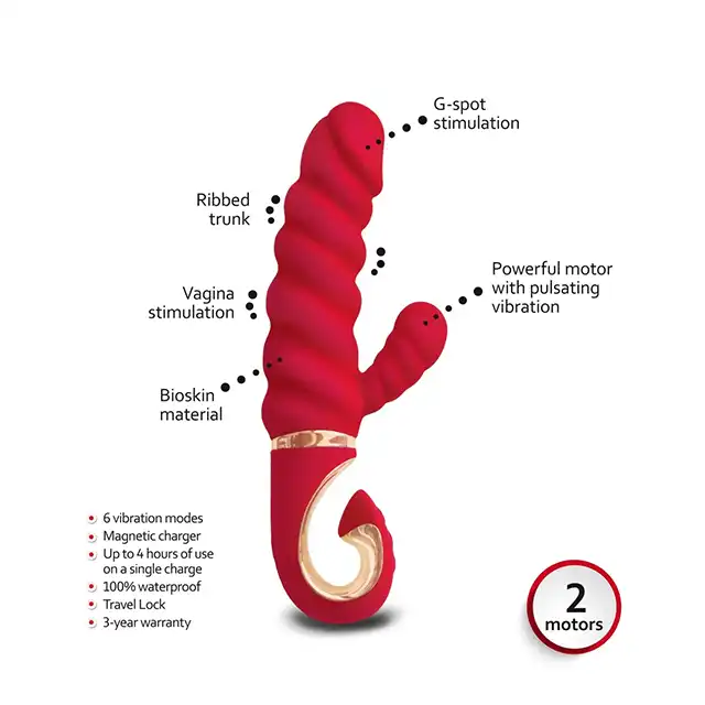 GVibe - GCandy Mini Chilli Coral. Wibrator z króliczkiem, dwa mocne silniki do stymulacji punktu G i łechtaczki
