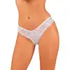 Obsessive - Heavenlly Panties M/L. Białe damskie figi, gładka prześwitująca siateczka i kwiatowa haftowana koronka
