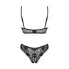 Obsessive - Serena Love Set M/L. Seksowny komplet bielizny z delikatnej kwiatowej koronki. Mocno wycięte figi i prześwitujący biustonosz