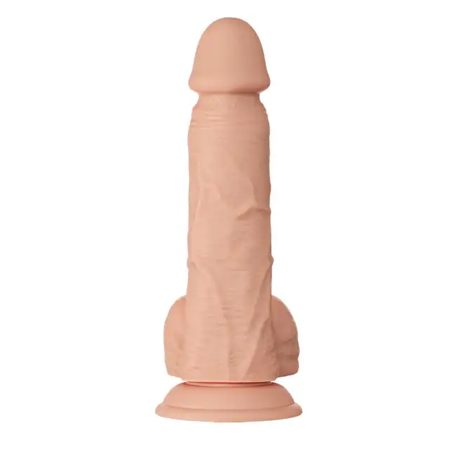 Baile - Beautiful Bahamut 8.5`. Naturalistyczne, żylaste dildo z jądrami i zarysowaną żołędzią. Podwójny, elastyczny materiał doskonale imituje ludzką skórę