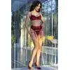Chilirose - Red Exclusive Set M - 4-częściowy zestaw seksownej bielizny w kolorze czerwonym. Uroczy wzór kwiatów 