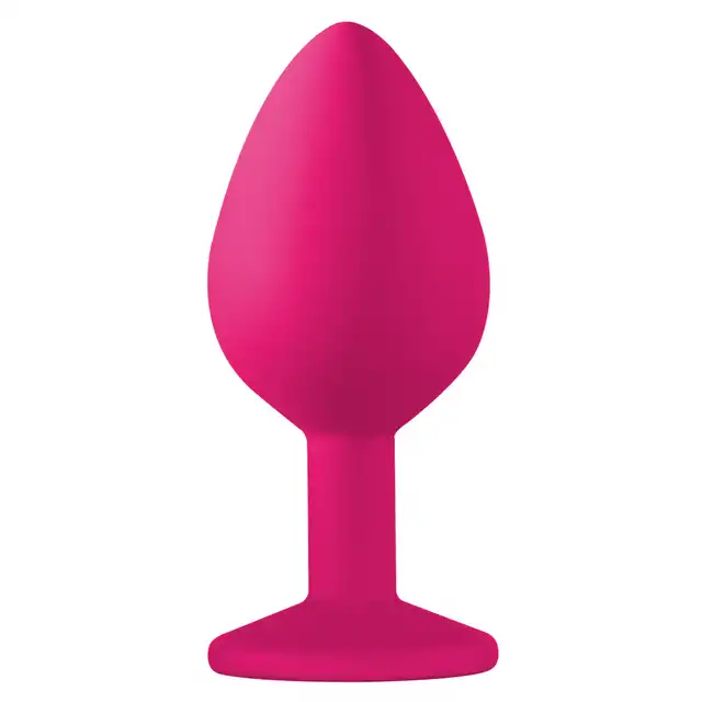 Lola Toys - Emotions Cutie Medium Pink. Jedwabiście gładki korek silikonowy z czarnym kryształkiem w podstawie