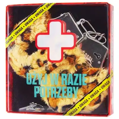 Grammi - Awaryjna Pomoc Łóżkowa Panterka. Metalowe kajdanki wyłożone miękkim panterkowym futerkiem. Idealny prezent na imprezę