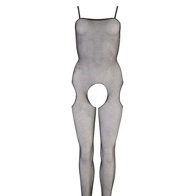 No:Xqse -  TW Catsuit Fishnet Bodystocking S/L. Prowokacyjnie prześwitujący bodystocking z siateczki typu kabaretka z otwartym kroczem 