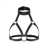 Bedroom Fantasies - Chiara Bondage Harness. Czarna skórzana uprząż damska, pięknie podkreślone piersi i dekolt, możliwość regulacji