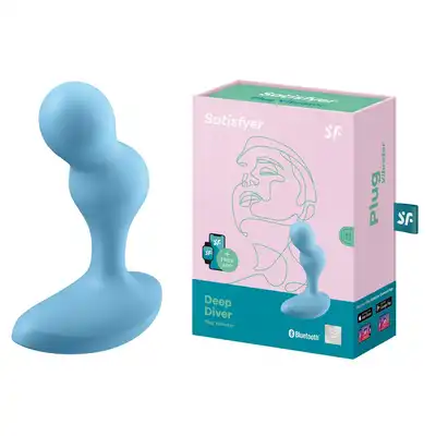 Satisfyer - Deep Diver Blue. Wibrator analny o nietypowym ultra stymulującym kształcie z 2 kulami, możliwość połączenia z aplikacją