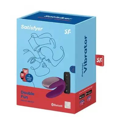 Satisfyer - Double Fun violet with remote control - zaawansowana zabawka dla Par! Spędźcie chwilę przyjemności. Sterowane na pilot oraz aplikację