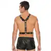 Ouch! - Twisted Bit Black Leather Harness - One Size. Mocna, skórzana uprząż męska z efektownym łańcuchem