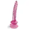 Icicles - No. 86 Pink. Różowe, szklane dildo o realistycznym kształcie, idealne do stymulacji punktu G. W zestawie elastyczna, silikonowa przyssawka do zabawy bez użycia rąk