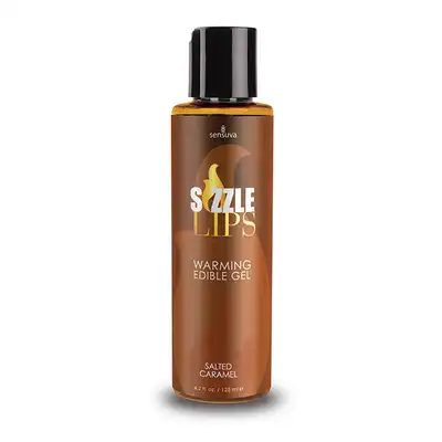 Sensuva - Sizzle Lips Warming Edible Gel Salted Caramel. Smakowy żel do masażu o działaniu rozgrzewającym, idealny towarzysz gry wstępnej, słony karmel