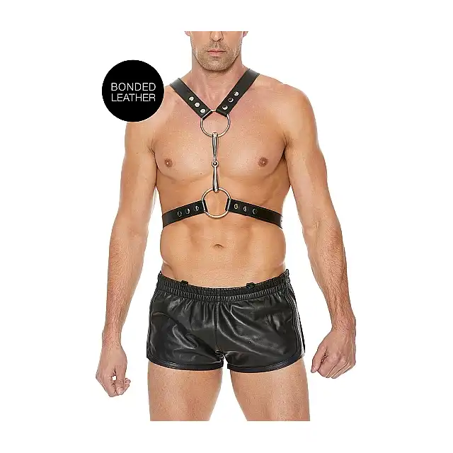 Ouch! - Men's Harness With Metal Bit. Skórzana uprząż męska z oryginalnym i wytrzymałym zapięciem