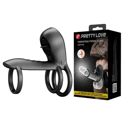 Pretty Love - Vibrating Penis Ring Jammy. Silikonowy ring erekcyjny z wibrującymi języczkami stymulującymi łechtaczkę