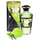 Shunga - Warming Oil Sparkling Midnight Sorbet. Rozgrzewający jadalny olejek do masażu o miętowym aromacie, właściwości pielęgnujące i pobudzające zmysły