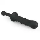 Easy Toys - The Handler Black Silicone Dildo With Handle. Podwójne silikonowe dildo z licznymi wypustkami i drugim gładkim trzonem