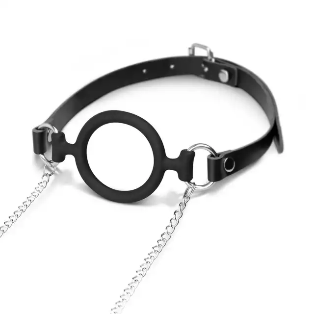 Bedroom Fantasies - Nipple Clamps &amp;  Gag Ring Adjustable. Klamerki na sutki połączone srebrnym łańcuszkiem z silikonowym gagiem, regulacja mocy zacisku