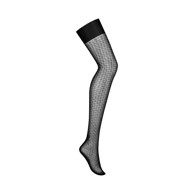 Obsessive - S824 Stockings S/M/L. Pończochy z szerokim pasem, tradycyjny krój w połączeniu z niebanalnym wzorem, zostań królową nocy