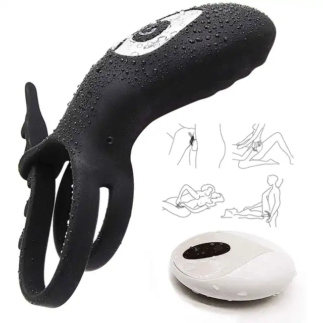 Bseries - Adjustable Double Cockring With Remote. Podwójny, regulowany ring na penisa z wibrującym stymulatorem łechtaczki na pilota