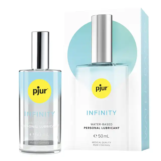 Pjur - Infinity Water Lubricant. Wysokiej klasy lubrykant na bazie wody, zapewnia długotrwały poślizg i nawilżenie, najwyższej jakości składniki w eleganckim szklanym flakoniku