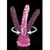 Icicles - No. 86 Pink. Różowe, szklane dildo o realistycznym kształcie, idealne do stymulacji punktu G. W zestawie elastyczna, silikonowa przyssawka do zabawy bez użycia rąk