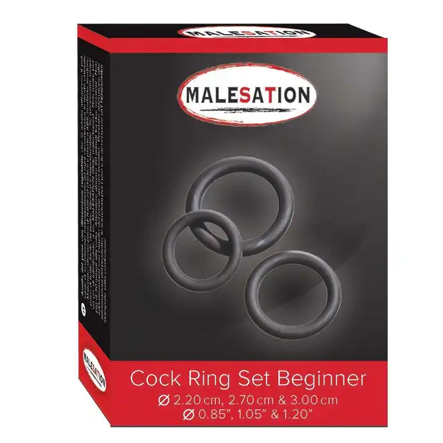 Malesation - Cock Ring Set Beginner. Zestaw 3 ringów erekcyjnych na penisa. Idealne dla początkujących. 
