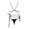 Obsessive - Cordellis Set. Seksowny komplet bielizny z połyskującego materiału typu wetlook, biustonosz i stringi z uniwersalnym wiązaniem na sznureczek