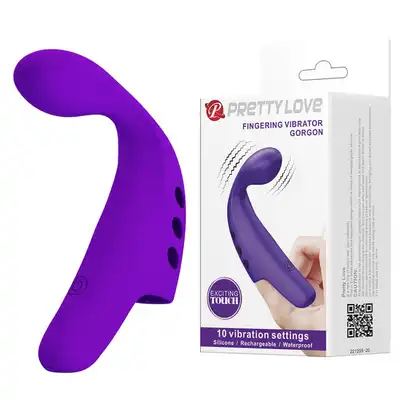 Pretty Love - Fingering Vibrator Gordon Purple. Wibrator na palec z wygiętą końcówką do stymulacji punktu G, precyzyjne i ukierunkowane wibracje