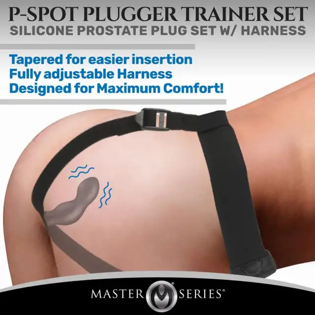 Master Series - P-Spot Plugger Anal. Wyprofilowany wibrujący korek analny z uprzężą do stymulacji punktu P