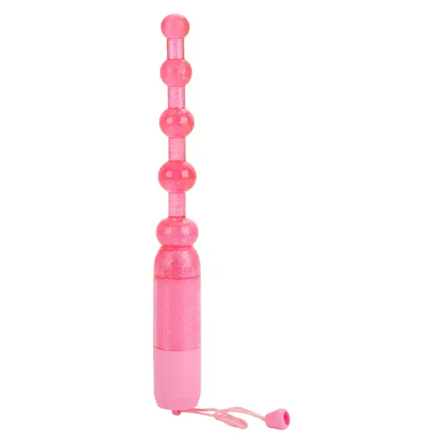 CalExotics - Vibrating Pleasure Beads. Wibrujące kulki analne z miękkiego i elastycznego materiału, intensywne wibracje, idealne dla początkujących