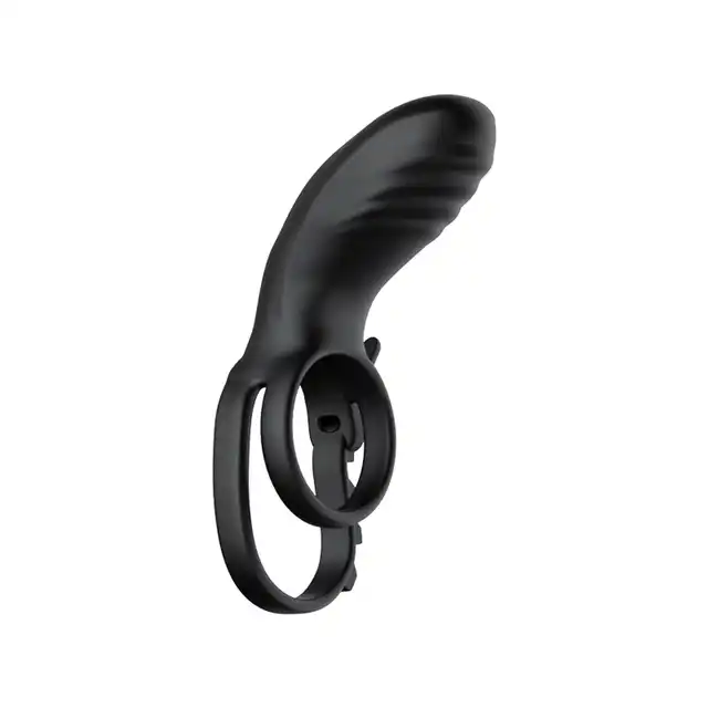 Bseries - Adjustable Double Cockring With Remote. Podwójny, regulowany ring na penisa z wibrującym stymulatorem łechtaczki na pilota