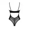 Obsessive - Norides Body M/L. Połyskujące body z odważnie wyciętym dekoltem i elegancką koronką na pupie