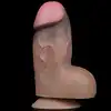LoveToy - 7'' Dual Layered Platinum Silicone Cock. Realistyczne dildo z dwuwarstwowego silkonu z przyssawką, naturalne doznania i miękkość materiału