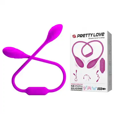 Pretty Love - Dream love's whip - wielofunkcyjny dwustronny wibrator. Dwa wibrujące jajeczka dostarczające przyjemności!