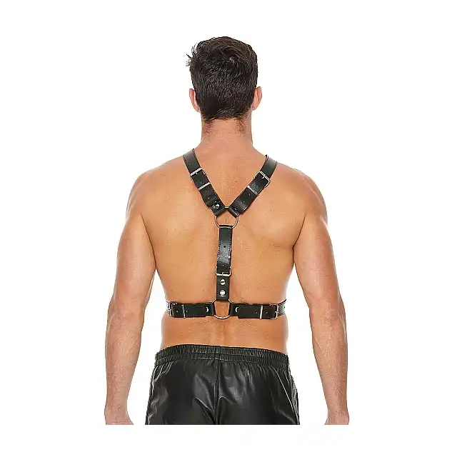 Ouch! - Men's Harness With Metal Bit. Skórzana uprząż męska z oryginalnym i wytrzymałym zapięciem