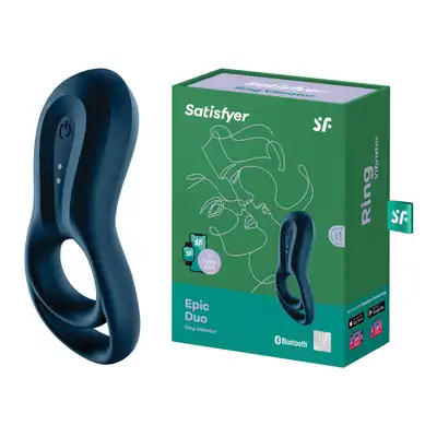 Satisfyer - Epic Duo Ring Vibrator dark blue - podwójny ring na penisa. Zwiększona erekcja, podwójna przyjemność!