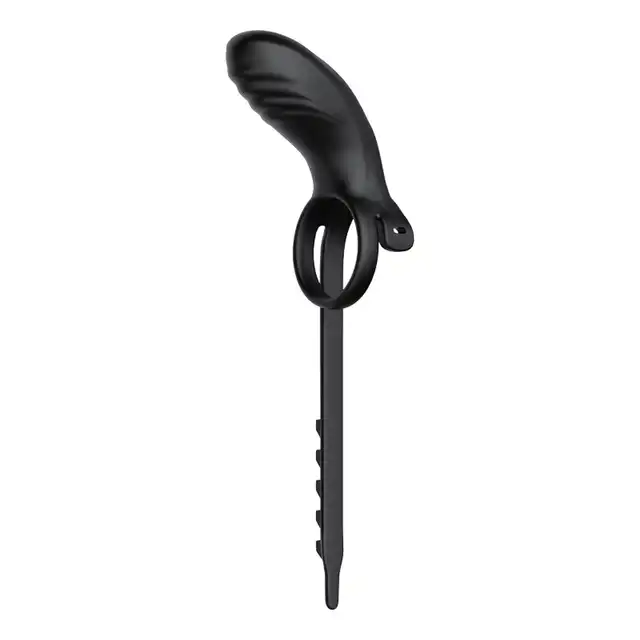 Bseries - Adjustable Double Cockring With Remote. Podwójny, regulowany ring na penisa z wibrującym stymulatorem łechtaczki na pilota