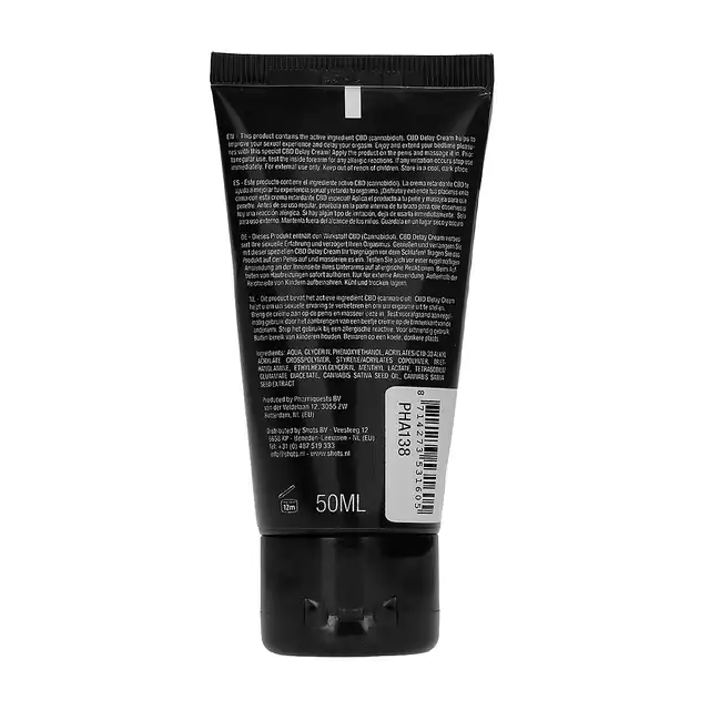 CBD - Cannabis Delay Gel 50 ml. Delikatnie chłodzący żel wspomagający opóźnienie wytrysku z dodatkiem olejku CBD. 