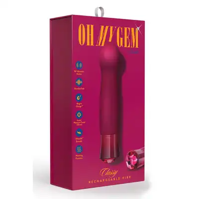 Oh My Gem - Classy Garnet Red - odkryj intensywność przyjemności z klasycznym wibratorem do punktu G w burgundowym kolorze!