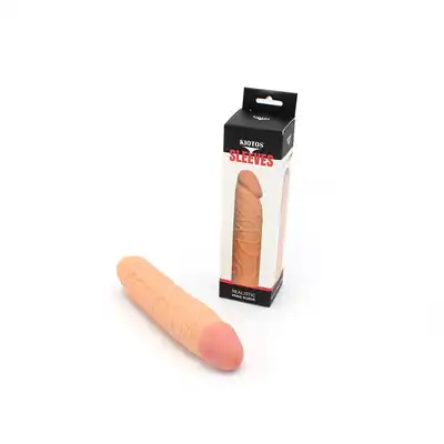 Kiotos - Realistic Sleeve 16.5 cm - oddaj się z przyjemności z nakładką na penisa dodająca długości i grubości!