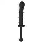 Easy Toys - The Handler Black Silicone Dildo With Handle. Podwójne silikonowe dildo z licznymi wypustkami i drugim gładkim trzonem