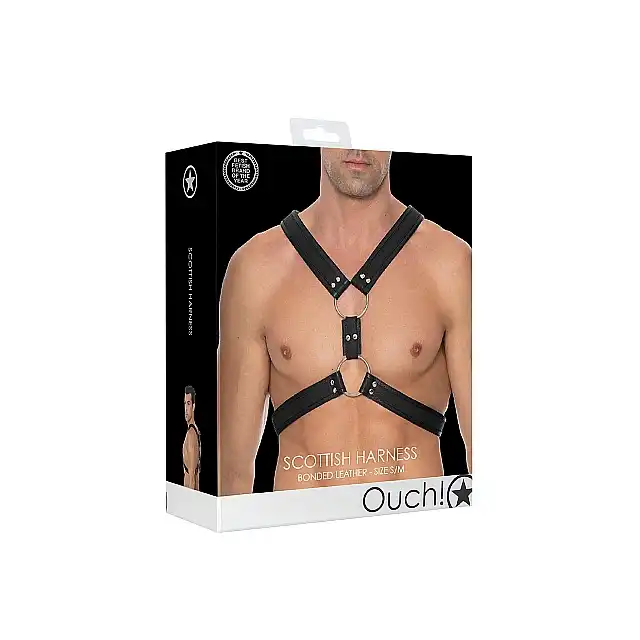 Ouch! - Scottish Harness - S/M. Krzyżowa, solidna uprząż męska w szkockim stylu. Świetny dodatek do sesji BDSM
