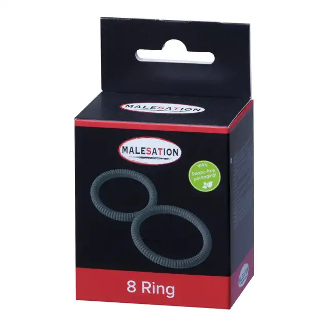 Malesation – 8 ring. Podwójny ring na penisa w kształcie ósemki. Prążkowana powierzchnia. 