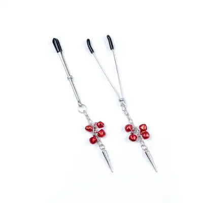 Fetish Boss Series - Exclusive Nipple Clamps No.04 - zaciski na sutki z czerwonymi dzwoneczkami