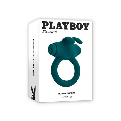 Playboy - Bunny Buzzer - wibrujący pierścień na penisa z uszkami króliczka dla przyjemnej stymulacji partnerki