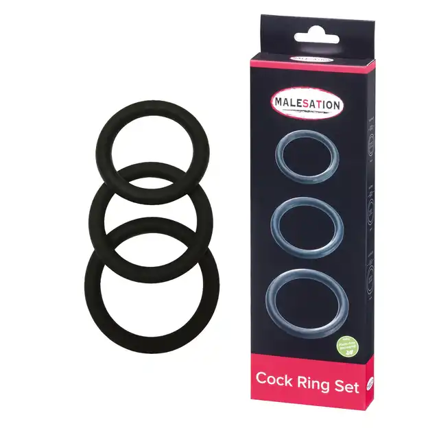 Malesation – Cock Ring Set. Zestaw klasycznych ringów silikonowych. Wytrzymały materiał i różne średnice